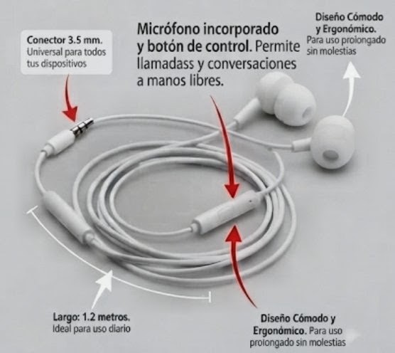 AUDIFONOS MAXELL INBAX CON MICRÓFONO MANOS LIBRES SONIDO CLARO POTENTE CONECTOR 3.5MM PACK X2 / BLANCO - 4