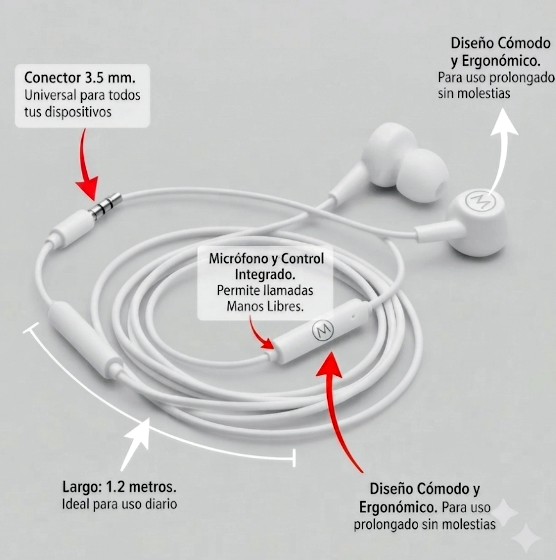AUDIFONOS MAXELL INBAX CON MICRÓFONO MANOS LIBRES SONIDO CLARO POTENTE CONECTOR 3.5MM PACK X2 / BLANCO - 5