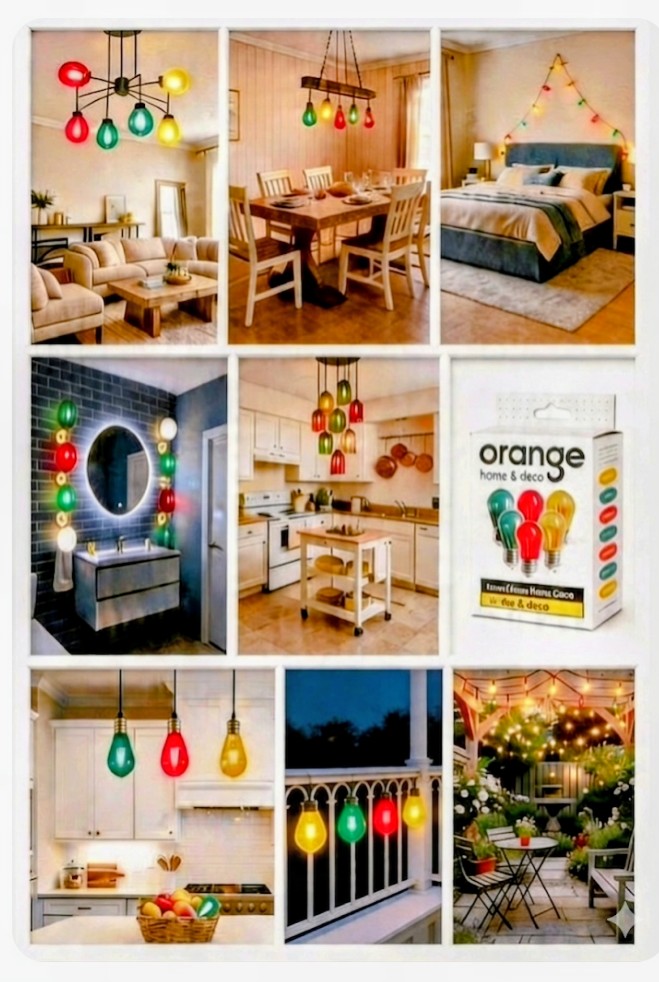 FOCOS LED VINTANGE DE COLORES VERDE ROJO AMARILLO CAJA X6 UNID E27 2W ORANGE PACK X2 / ... - 1