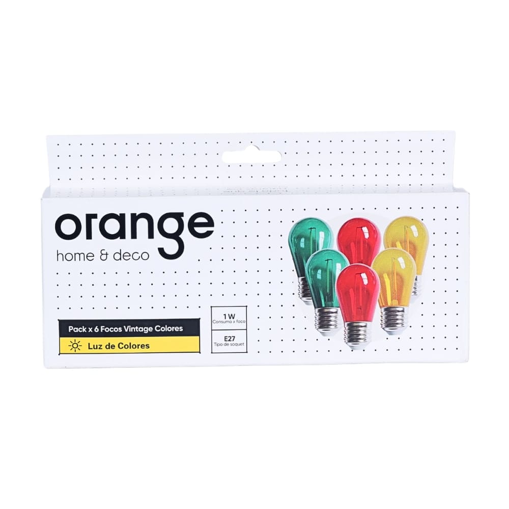 FOCOS LED VINTANGE DE COLORES VERDE ROJO AMARILLO CAJA X6 UNID E27 2W ORANGE PACK X2 / ... - 4
