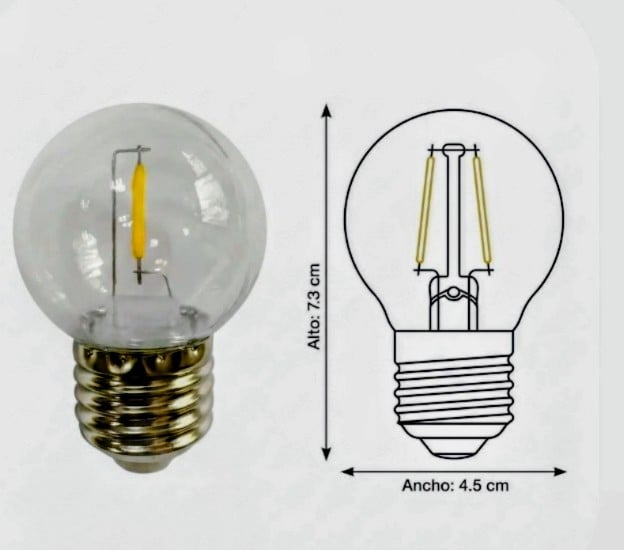 FOCO LED VINTAGE G45 E27 2W LUZ CÁLIDA CLEAR CAJA X6 UNID ORANGE NUEVA TENDENCIA PACK X2 - 2