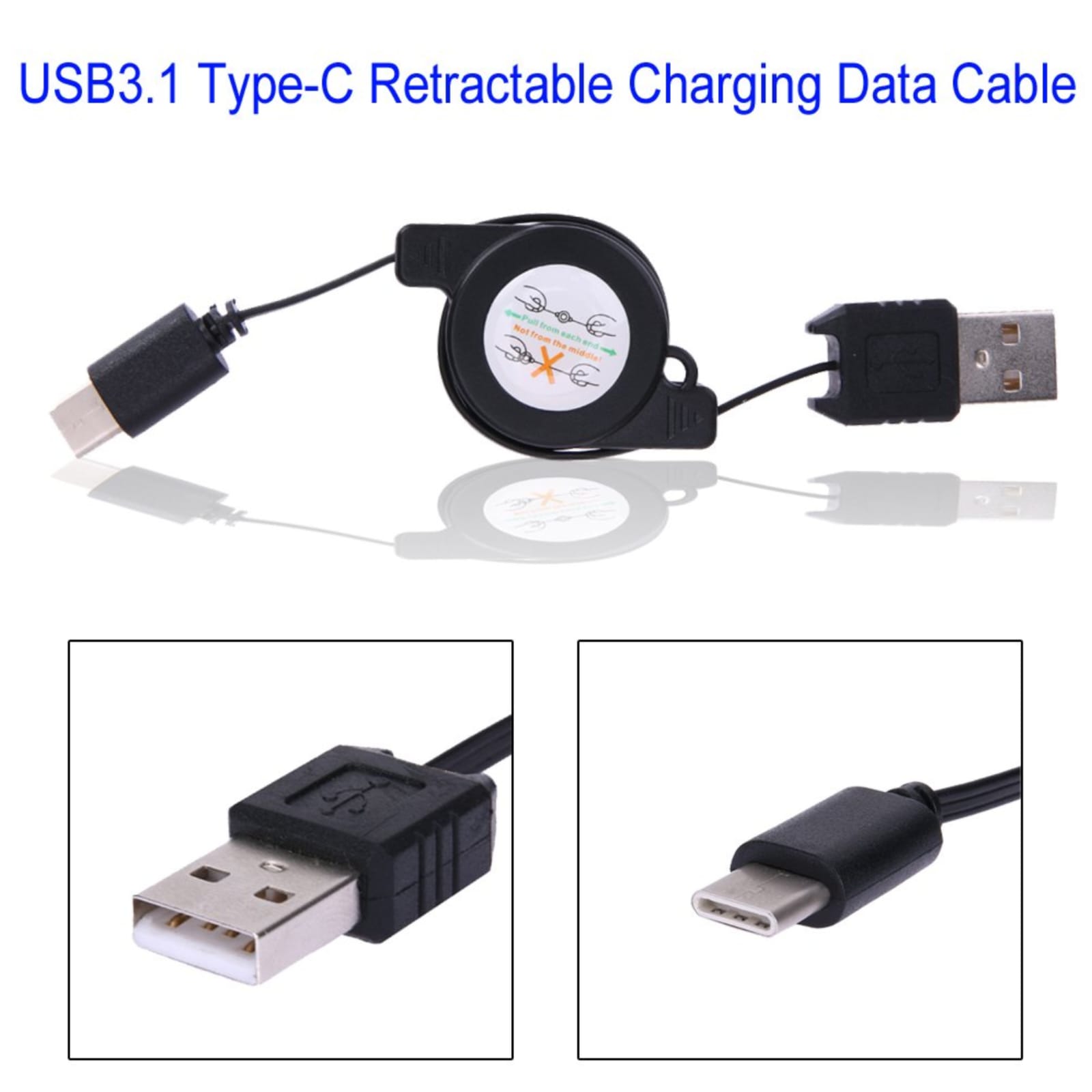 CABLE RETRÁCTIL CARGA RAPIDA MULTIUSOS ORANGE PACK X2 80CM NEGRO COMPATIBLE SMARTPHONE TABLET LAPTOP - 8