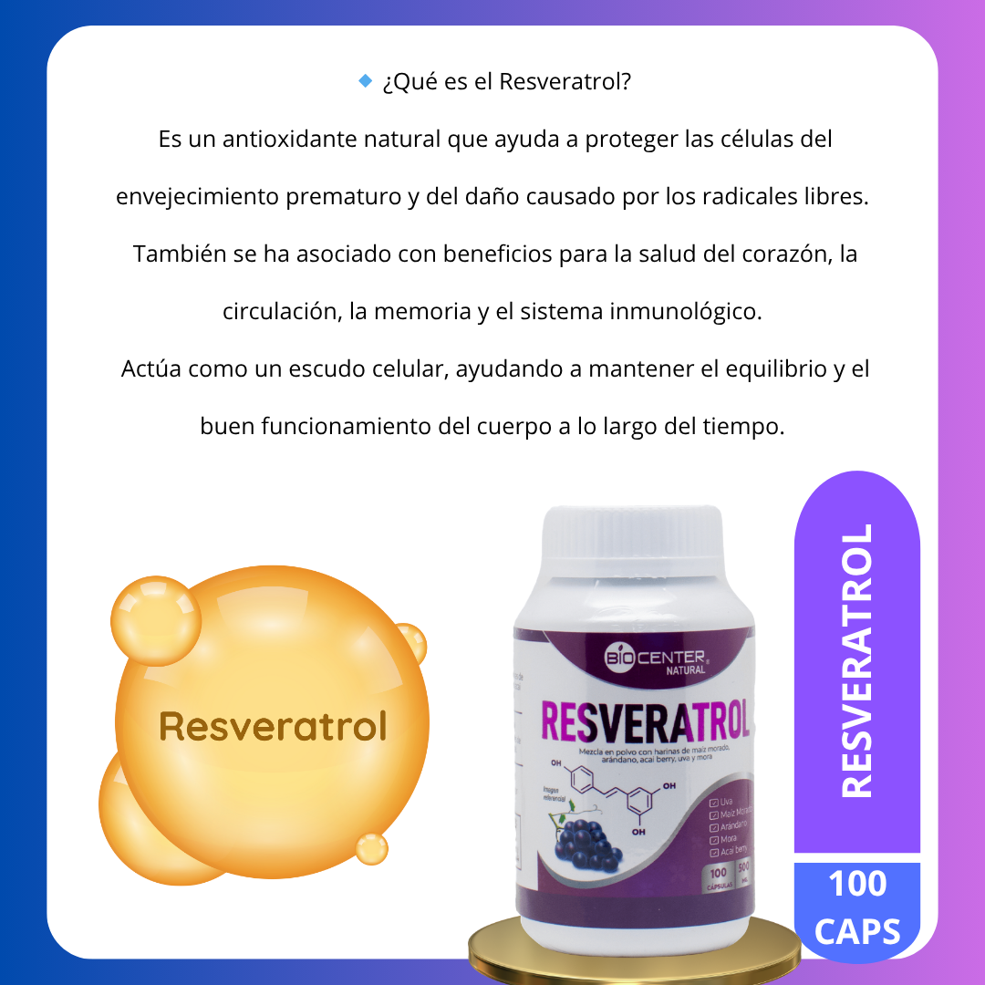 RESVERATROL BIOCENTER- 100 CÁPSULAS - 2