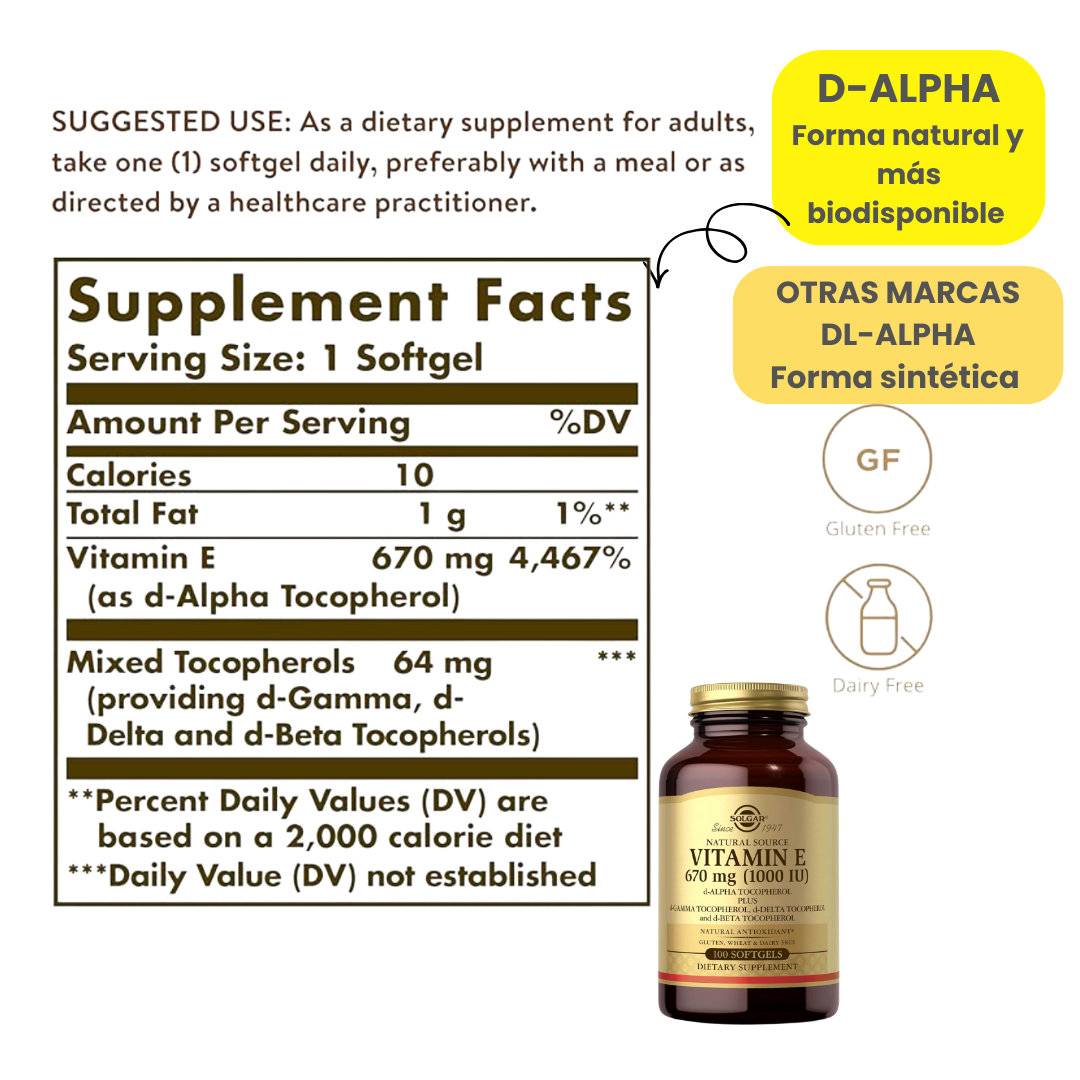 VITAMINA E 1000 IU SOLGAR 100 SOFTGELS - 2