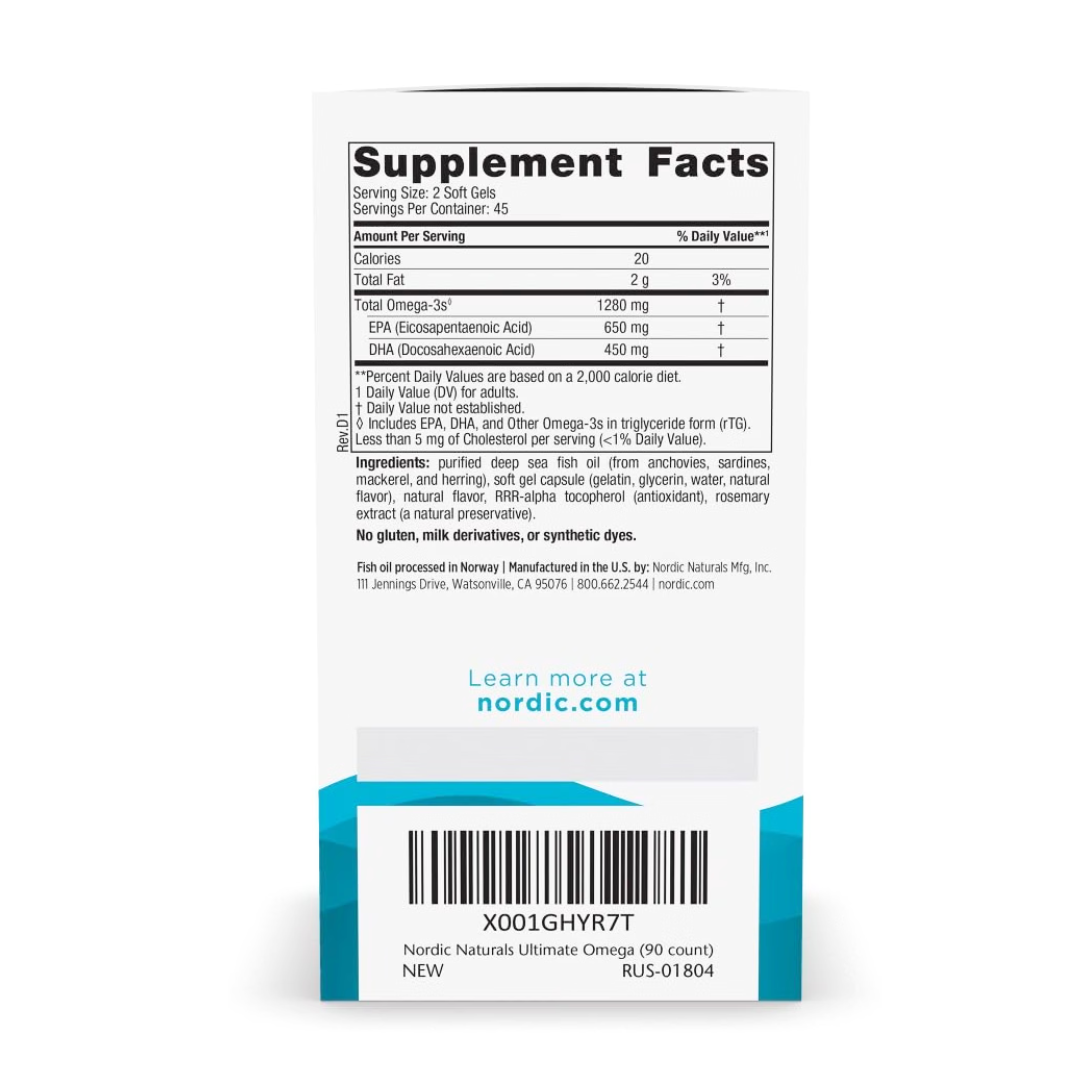 OMEGA 3 NORDIC NATURALS  90 CÁPSULAS 1280 MG - 4