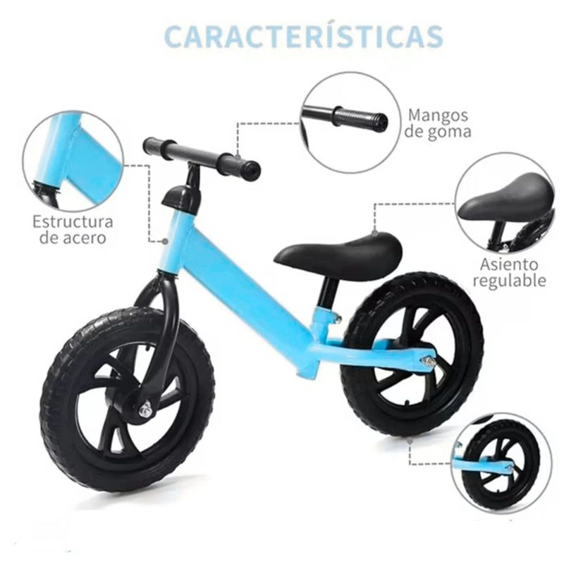 BICICLETA DE BALANCE EQUILIBRIO PARA NIÑOS ARO 12 ROSADO - 4
