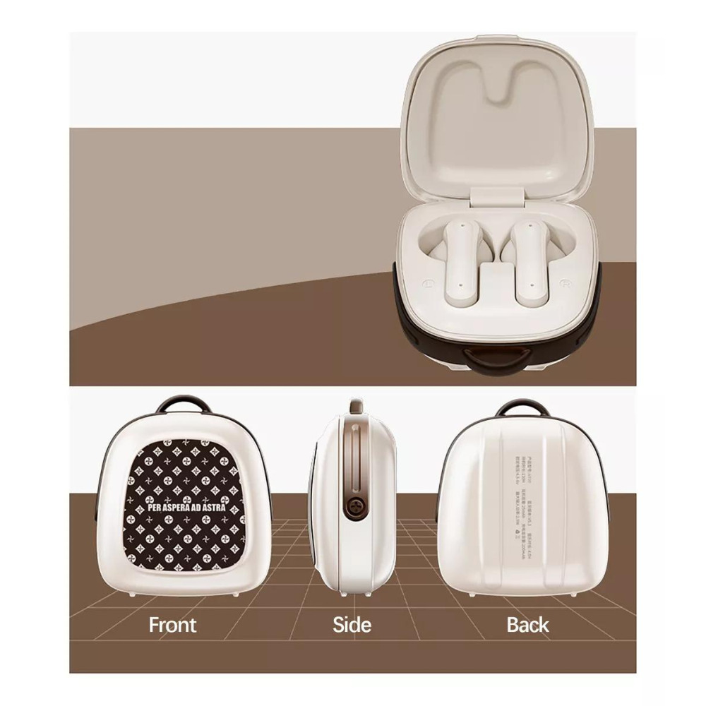 AUDÍFONOS IN-EAR BLUETOOTH FORMA MALETA COLOR BLANCO - 3