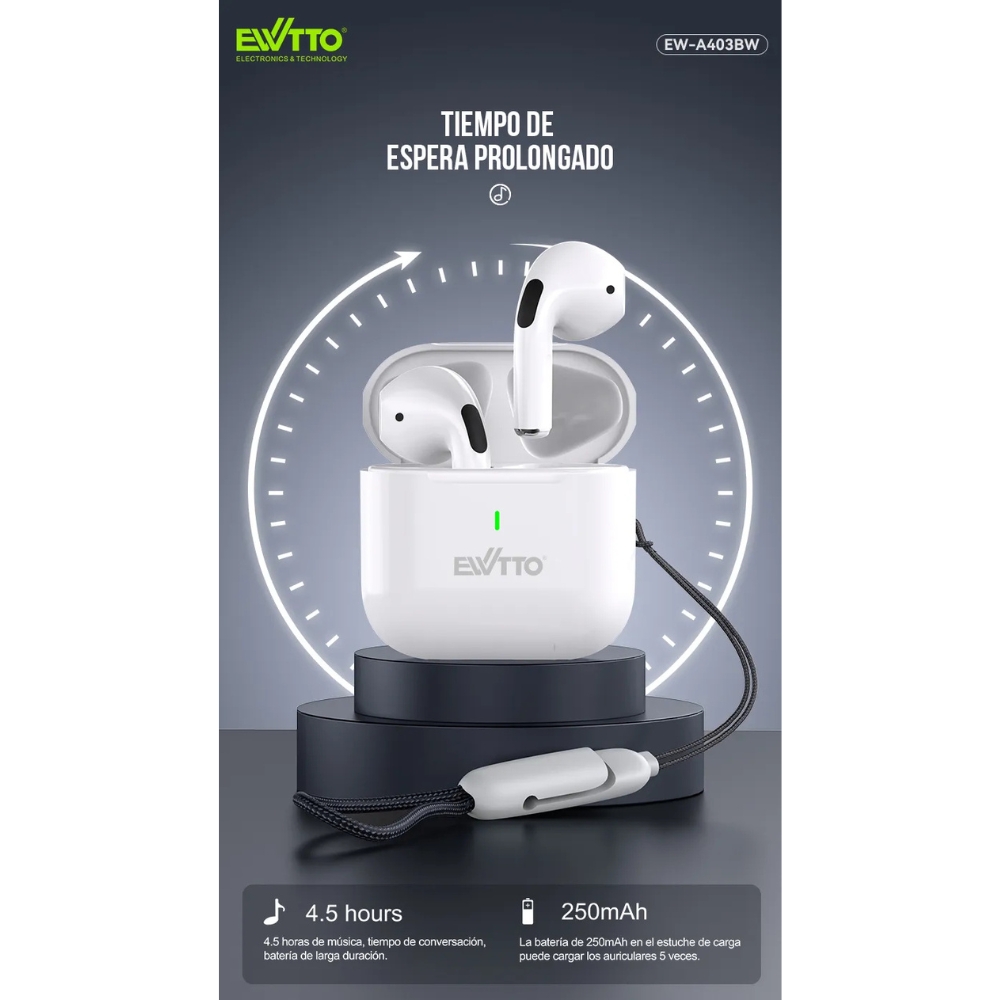 AUDÍFONOS EWTTO IN-EAR PREMIUM V5.3 BLUETOOTH - 5