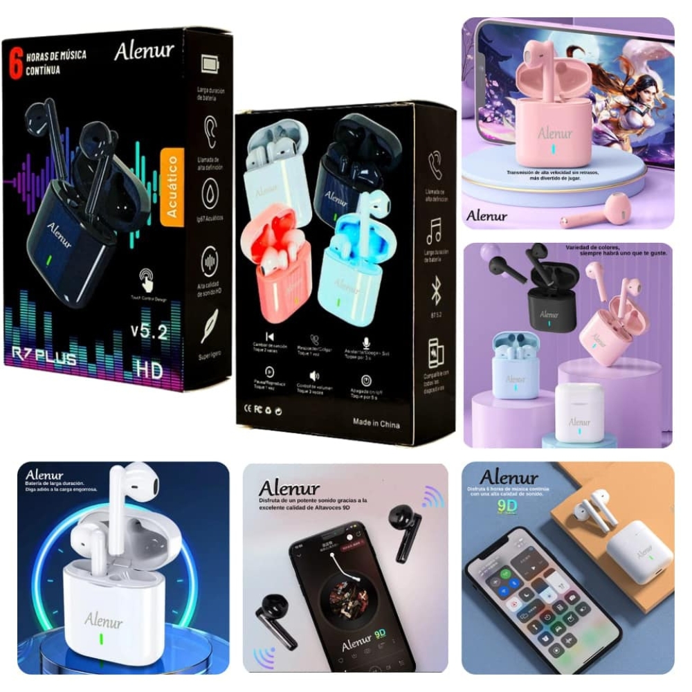 AUDÍFONOS IN-EAR R7 PLUS ALENUR BLUETOOTH NEGRO - 4