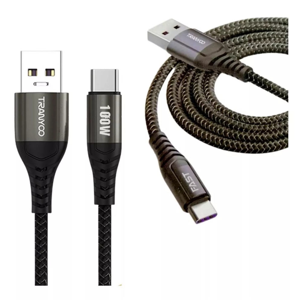 CABLE TRENZADO 100W NEGRO 2M TRANYOO - 1