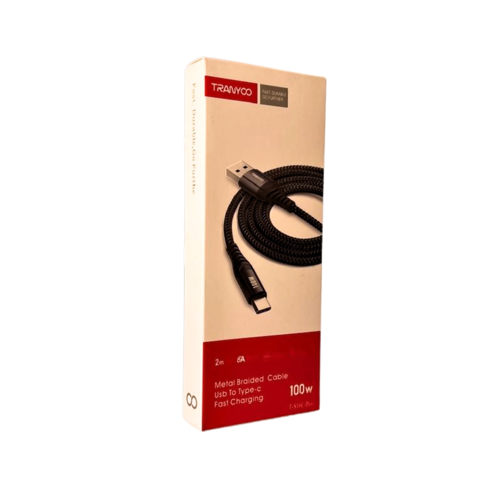 CABLE TRENZADO 100W NEGRO 2M TRANYOO - 3