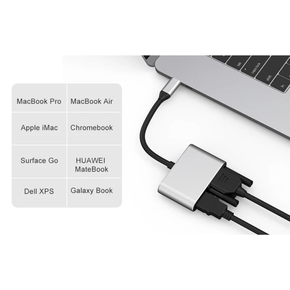 ADAPTADOR MULTIFUNCIÓN USB-C A HDMI 4K + VGA 2 PUERTOS - 2