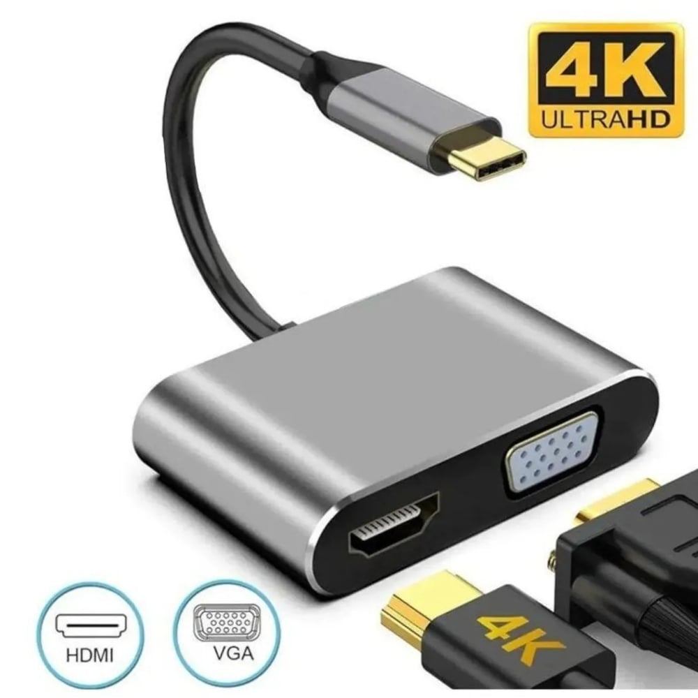 ADAPTADOR MULTIFUNCIÓN USB-C A HDMI 4K + VGA 2 PUERTOS - 3