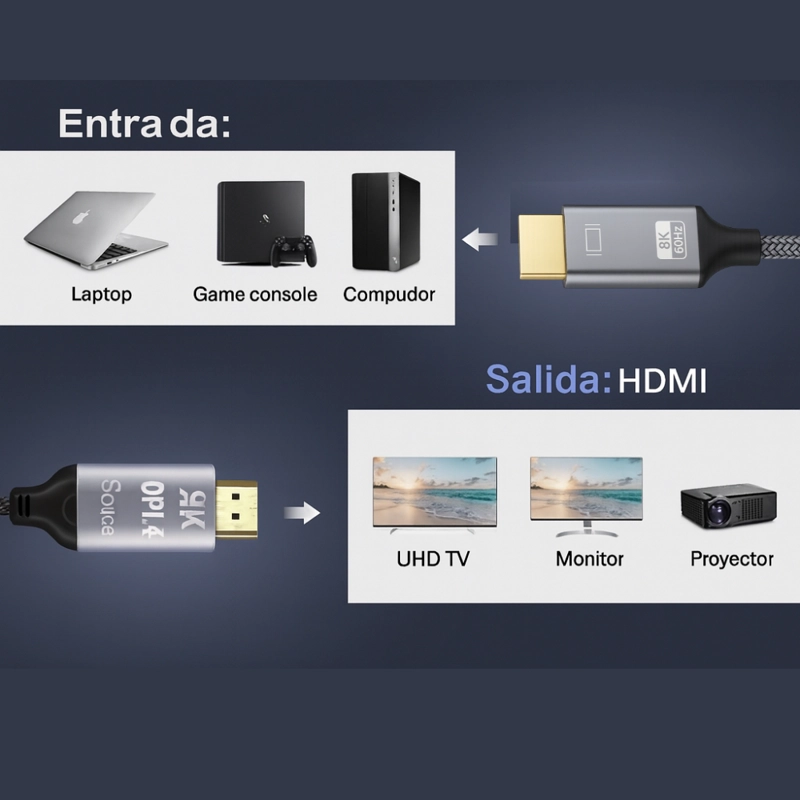 CABLE DP A HDMI 8K 60HZ ULTRA HD 2M - 4