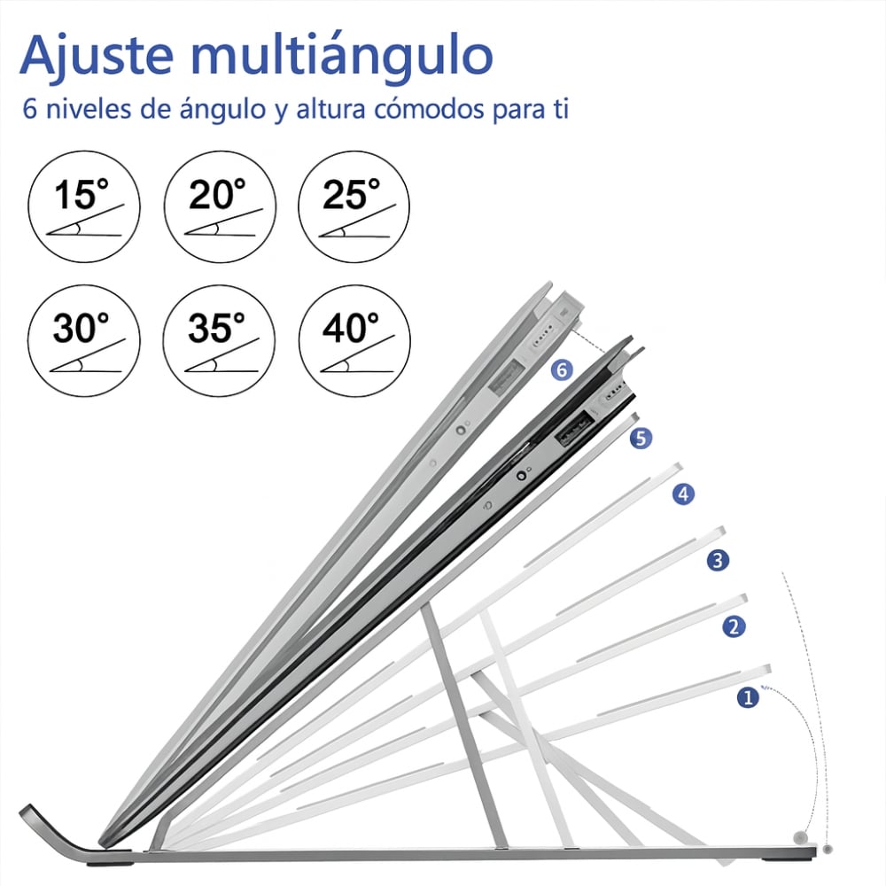 SOPORTE PORTÁTIL PLEGABLE DE ALUMINIO PARA LAPTOP Y TABLET BAIHUO - 5