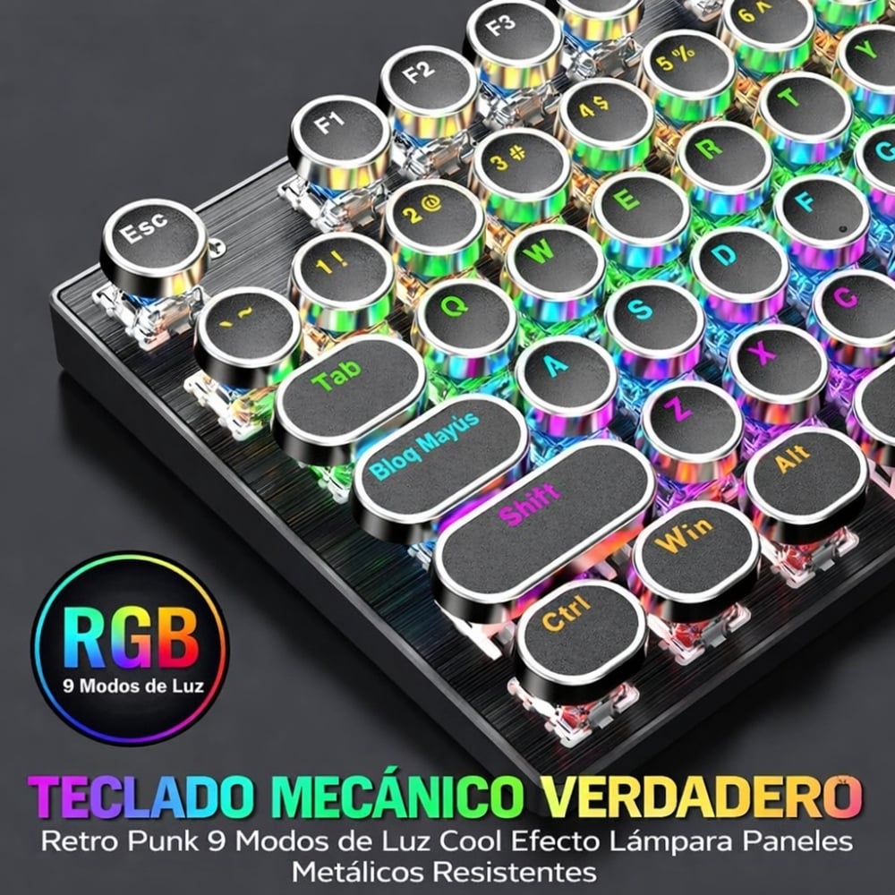 TECLADO MECÁNICO INALÁMBRICO RGB RETRO - 2