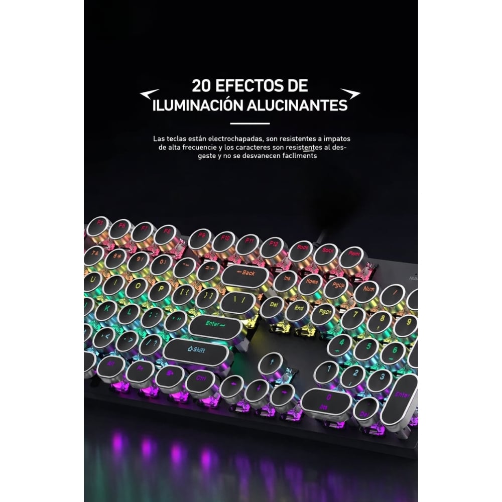 TECLADO MECÁNICO INALÁMBRICO RGB RETRO - 5
