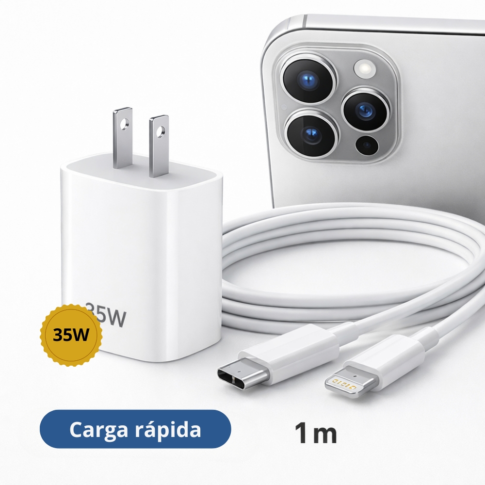 COMBO: CUBO 35W Y CABLE C-LIGHTNING 1 METRO - 1