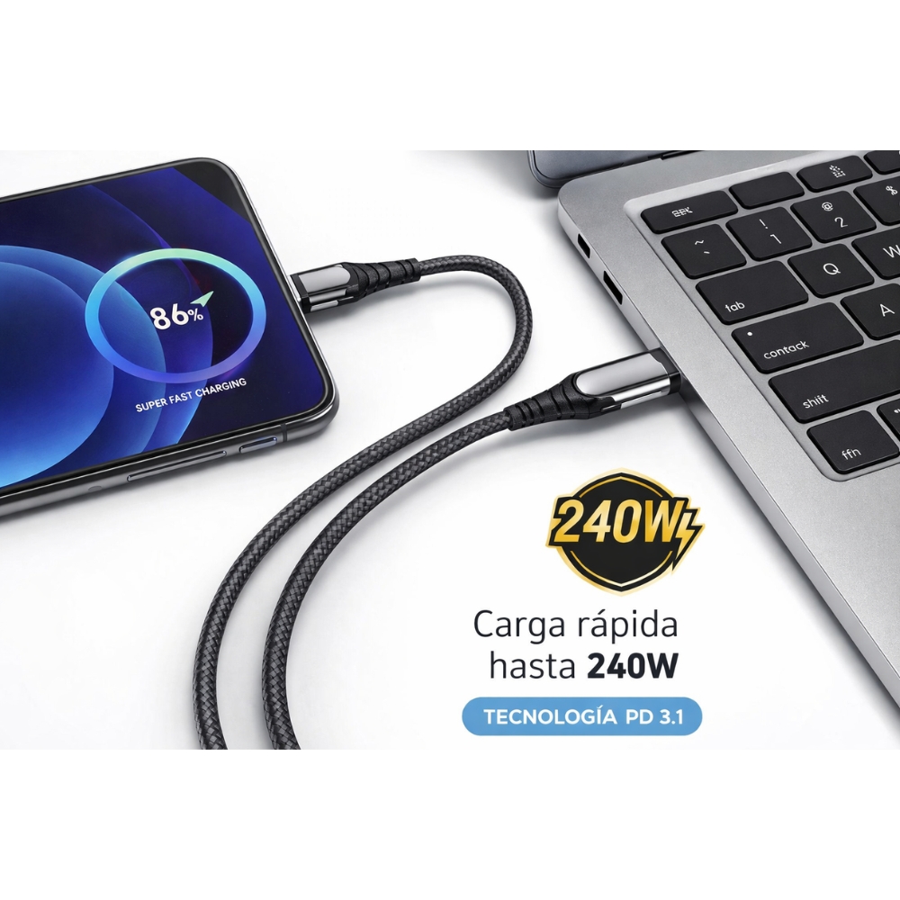 CABLE USB-C A USB-C LDNIO 240W PD 3.1 1 METRO - 3