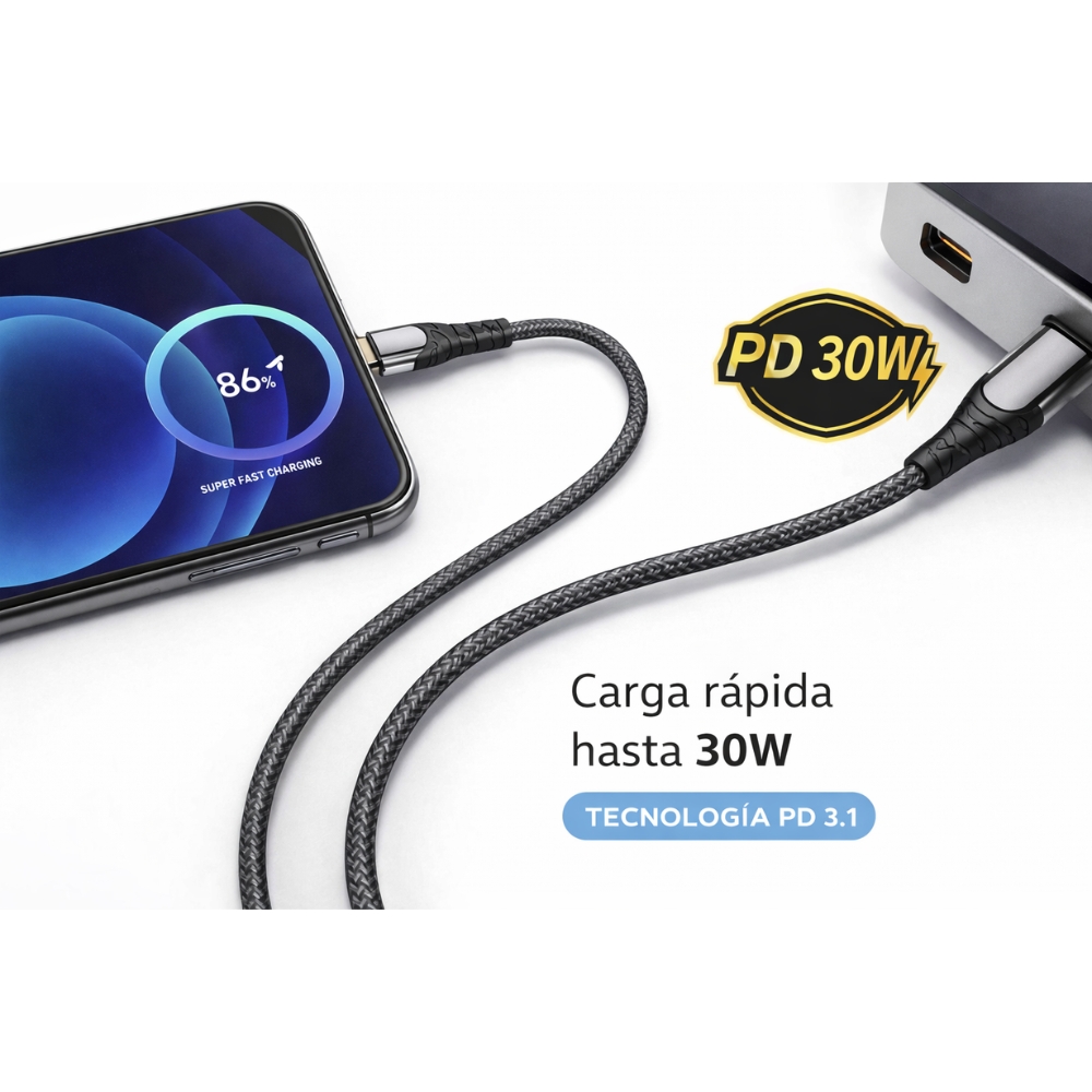 CABLE USB-C A LIGHTNING LDNIO 30W 1 METRO - 2