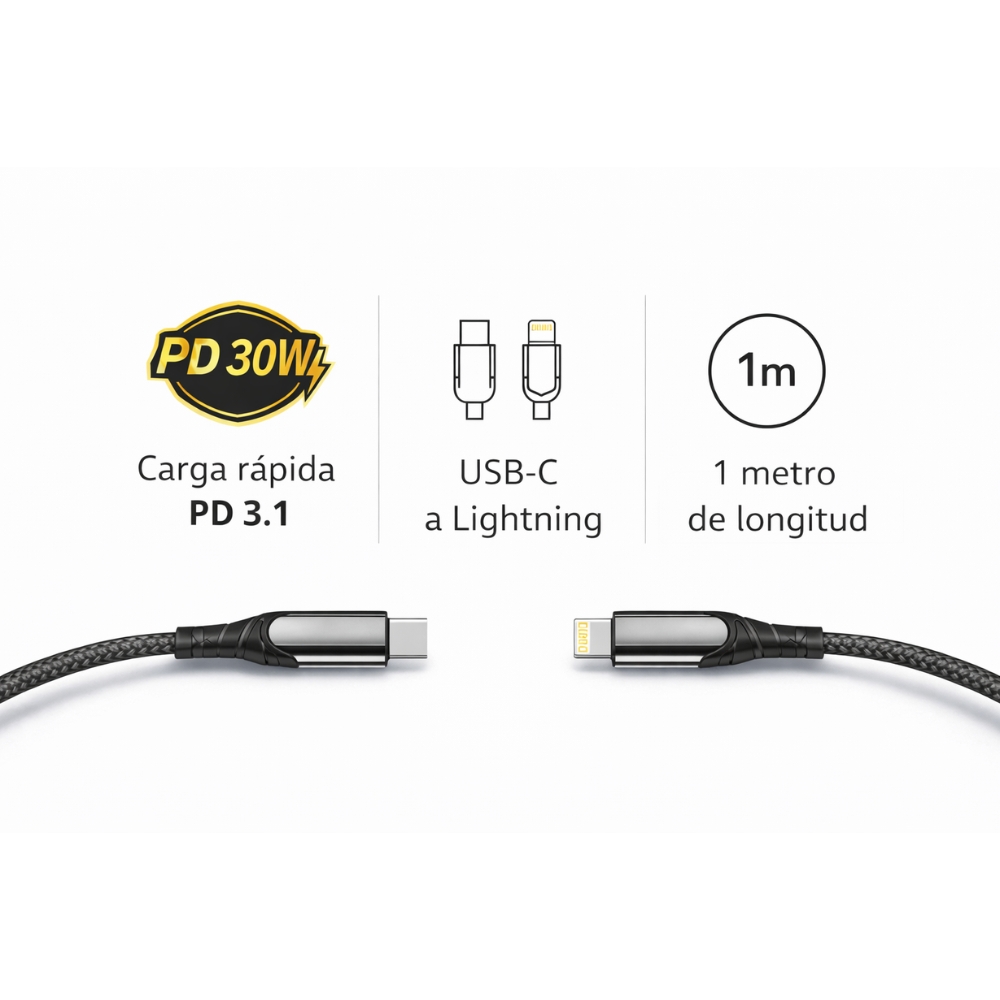 CABLE USB-C A LIGHTNING LDNIO 30W 1 METRO - 4
