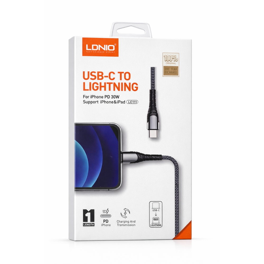 CABLE USB-C A LIGHTNING LDNIO 30W 1 METRO - 5