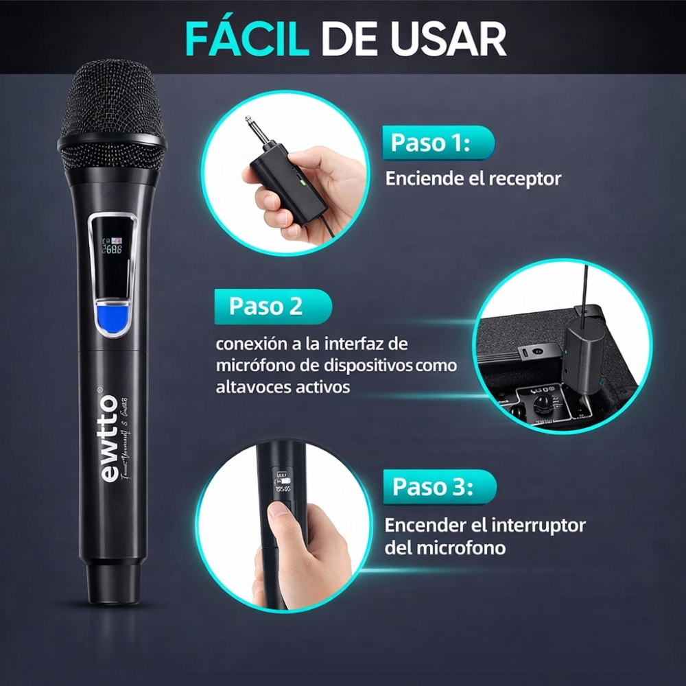 MICRÓFONO INALÁMBRICO DOBLE 2.4GHZ - 3