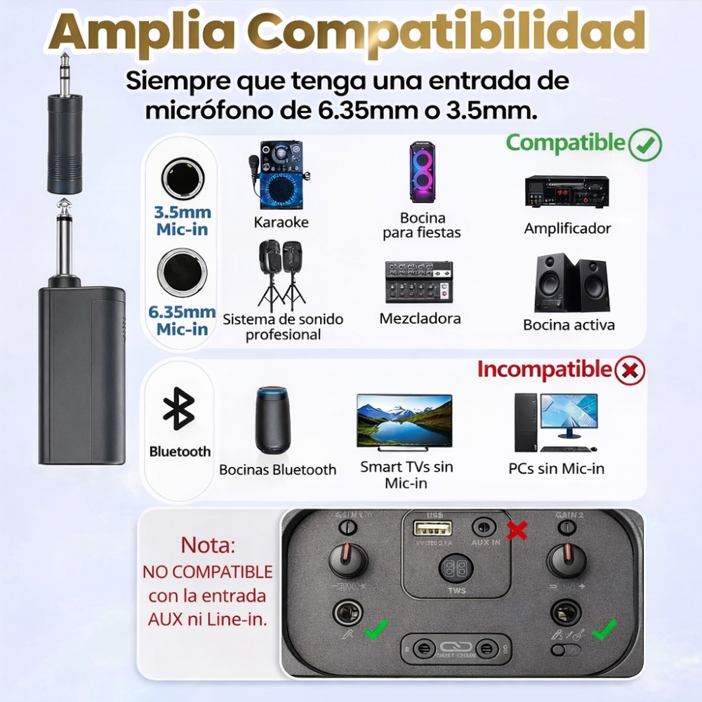MICRÓFONO INALÁMBRICO DOBLE 2.4GHZ - 5