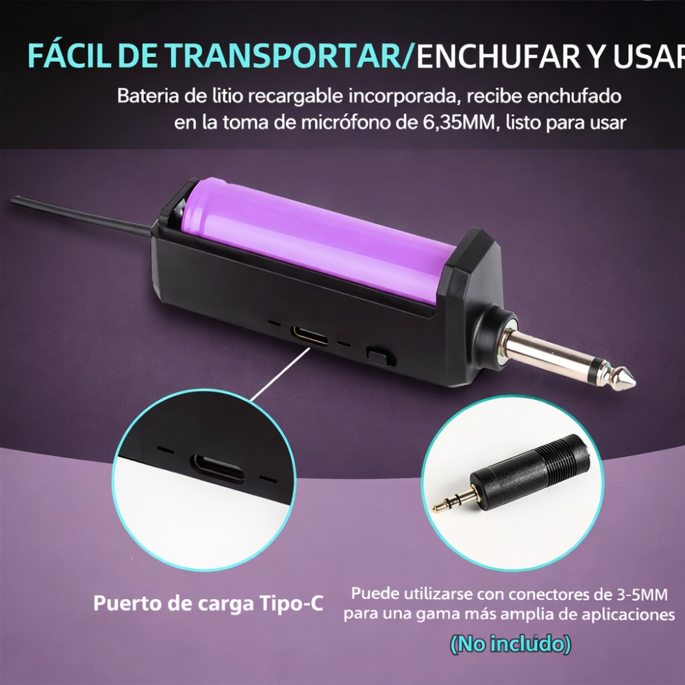MICRÓFONO INALÁMBRICO DOBLE 2.4GHZ - 6