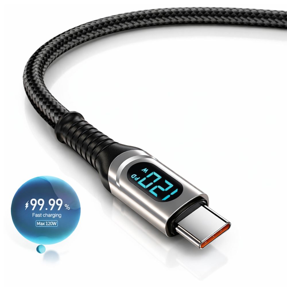 CABLE TIPO C 120W CON PANTALLA DIGITAL ROMAX - 1