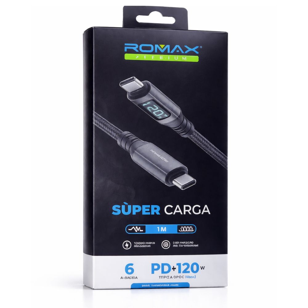 CABLE TIPO C 120W CON PANTALLA DIGITAL ROMAX - 4
