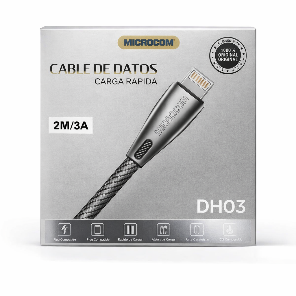 CABLE DE CARGA RAPIDA USB-LIGHTNING 2M - 3