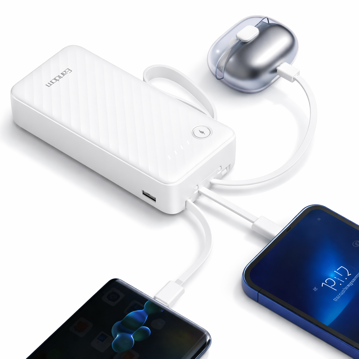 POWER BANK CON LINTERNA 10000MAH BLANCO BOSSNEY - 1
