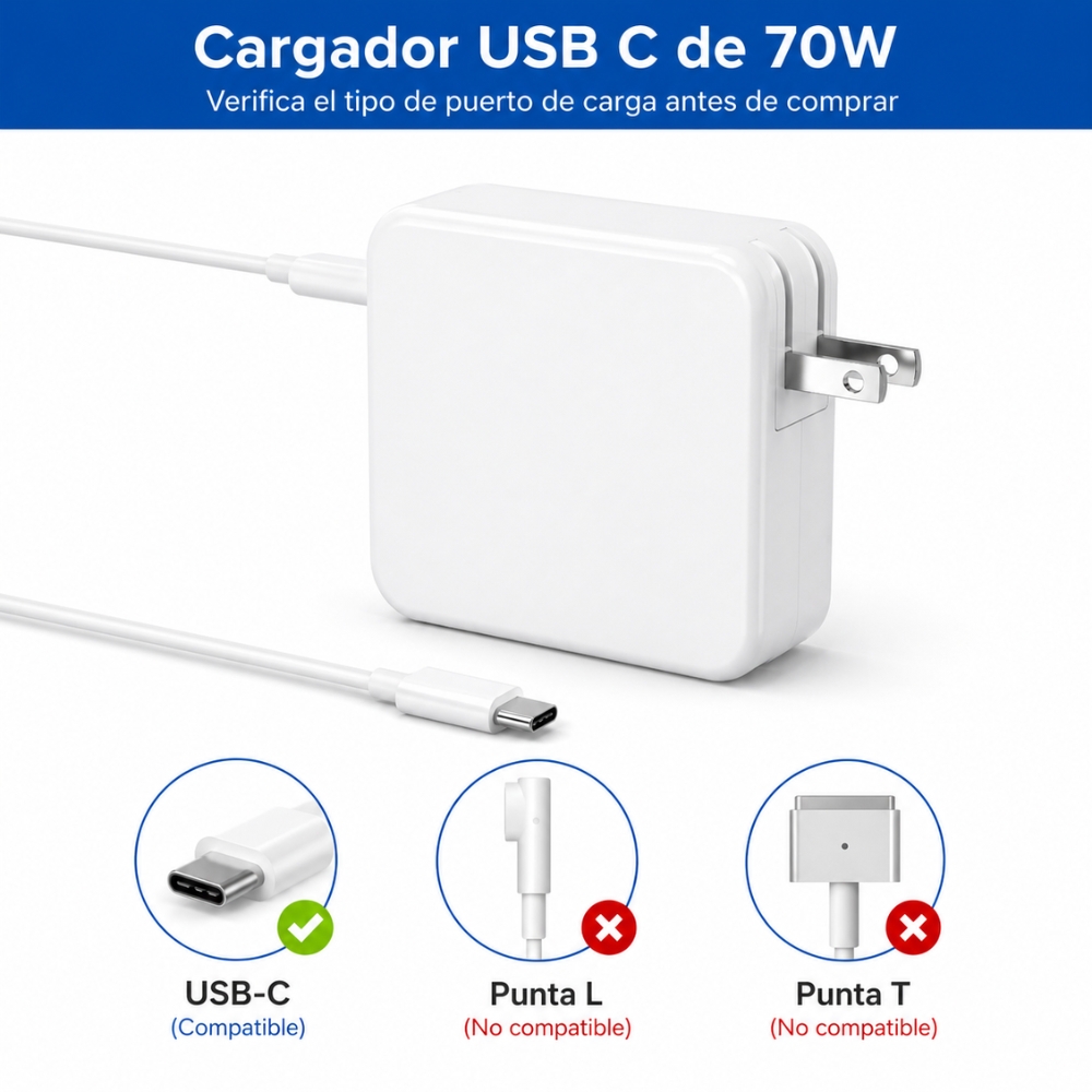 CARGADOR USB-C 70W PARA MACBOOK AIR Y PRO - 4
