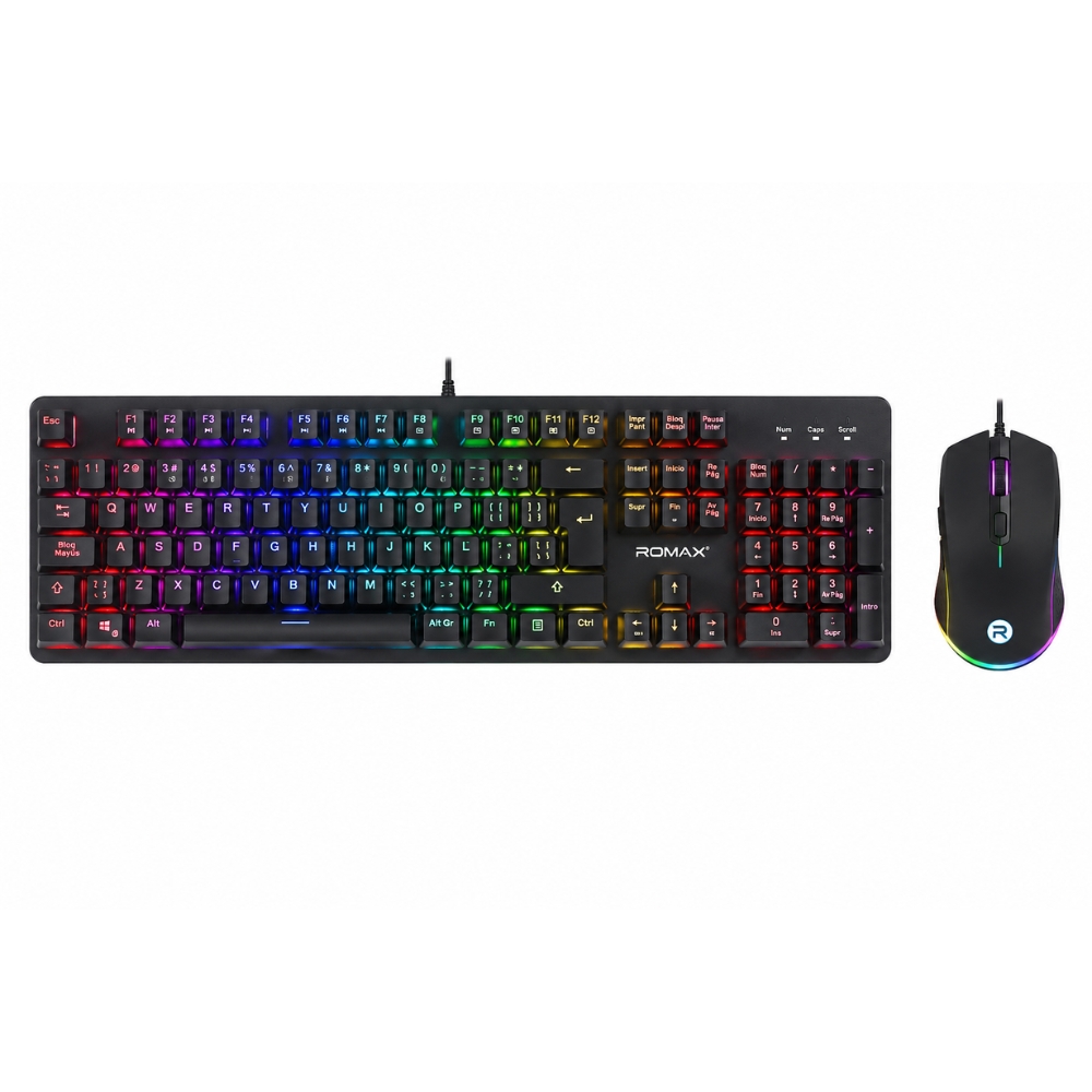 TECLADO MECÁNICO RGB ROMAX 104 TECLAS GAMER INTERCAMBIABLES ANTI-GHOSTING USB - 1