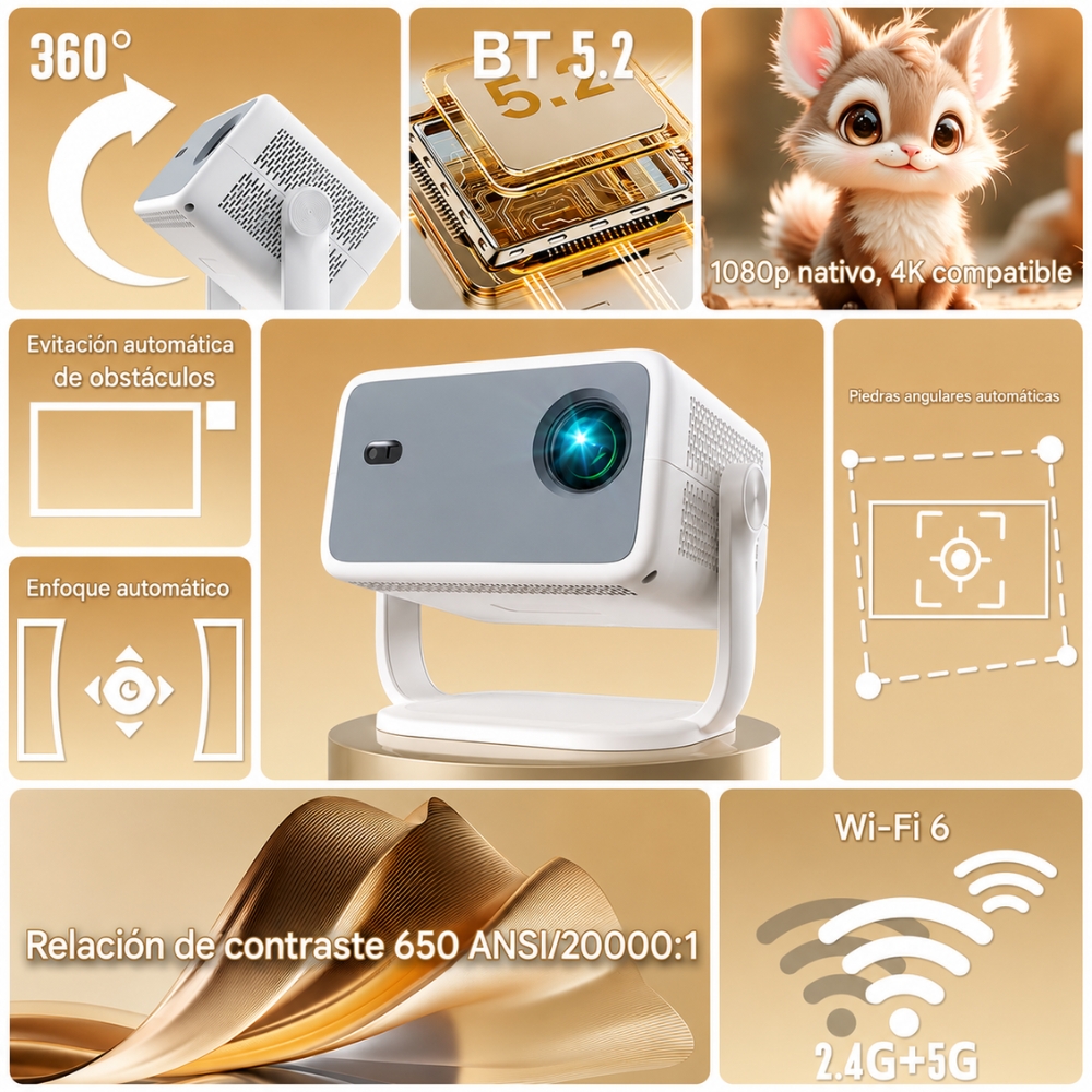 PROYECTOR FULL HD 1080P SMART WIFI BLUETOOTH 360° - 3