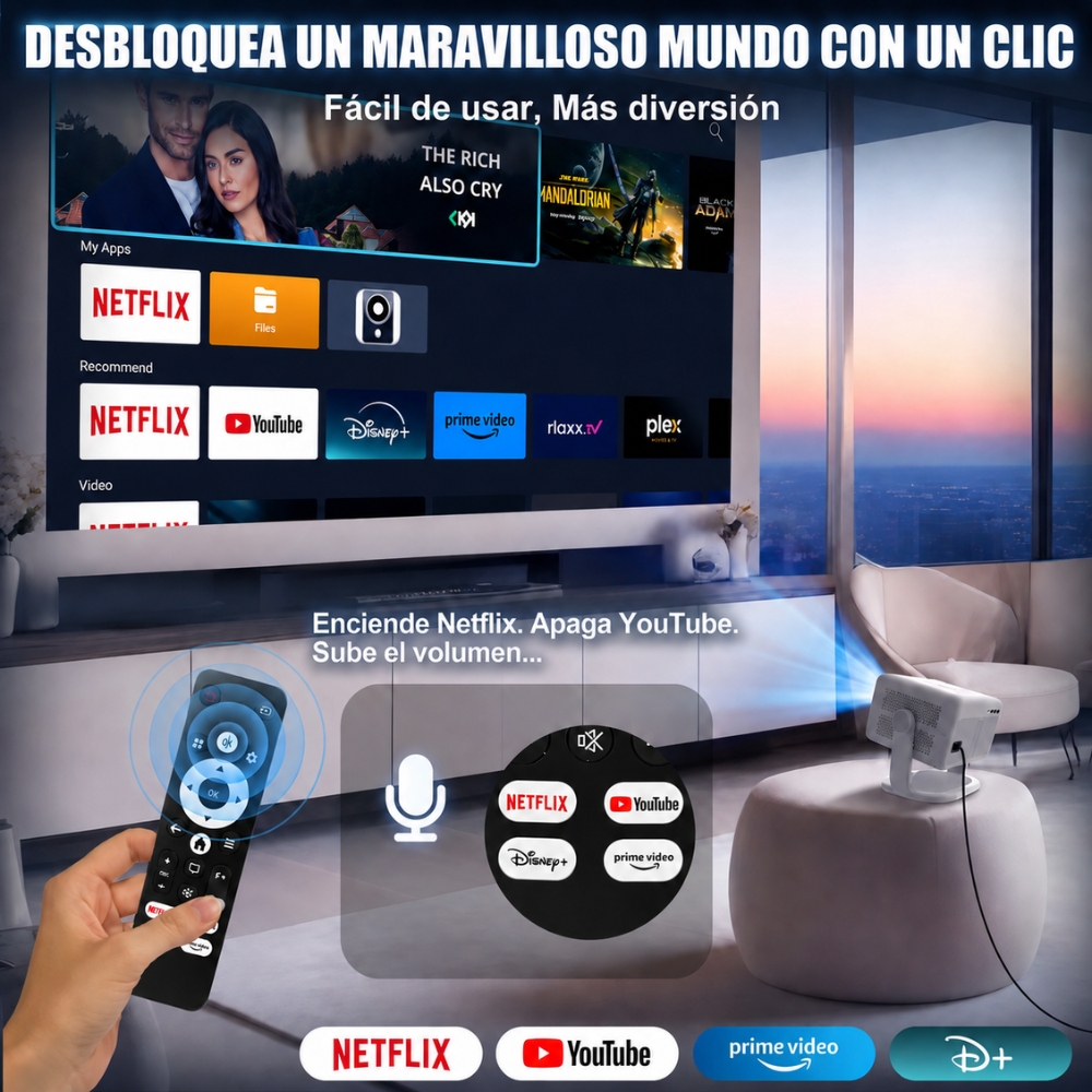 PROYECTOR FULL HD 1080P SMART WIFI BLUETOOTH 360° - 4