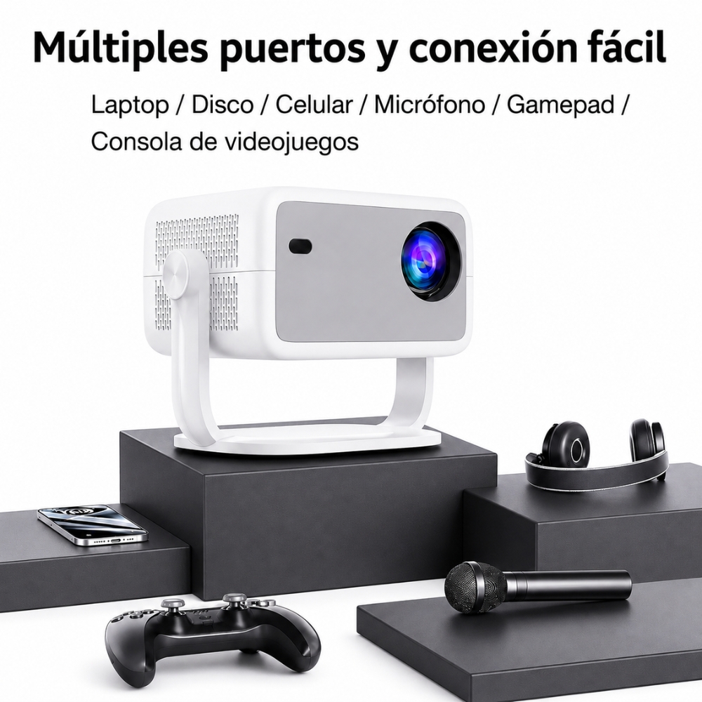 PROYECTOR FULL HD 1080P SMART WIFI BLUETOOTH 360° - 5