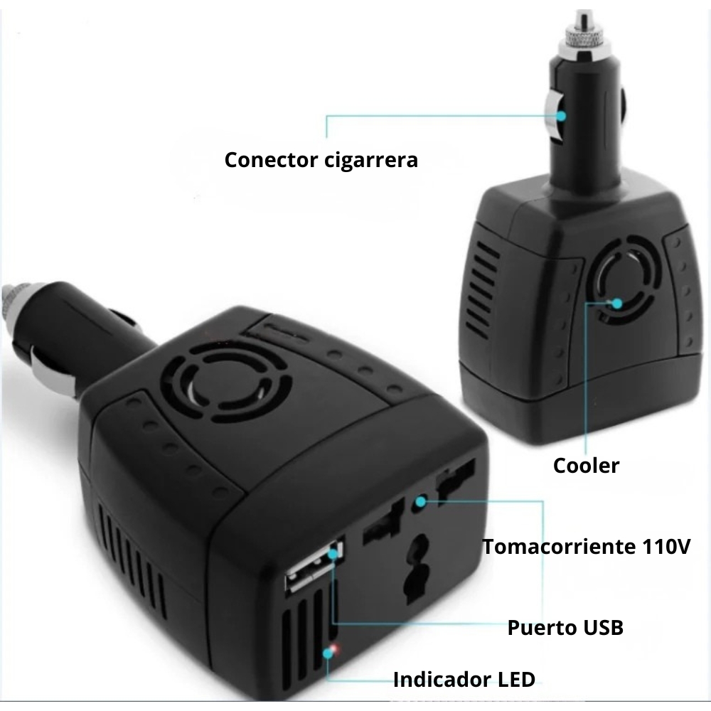 INVERSOR DE CORRIENTE PARA AUTO DE 12V A 110V 150W. - 2