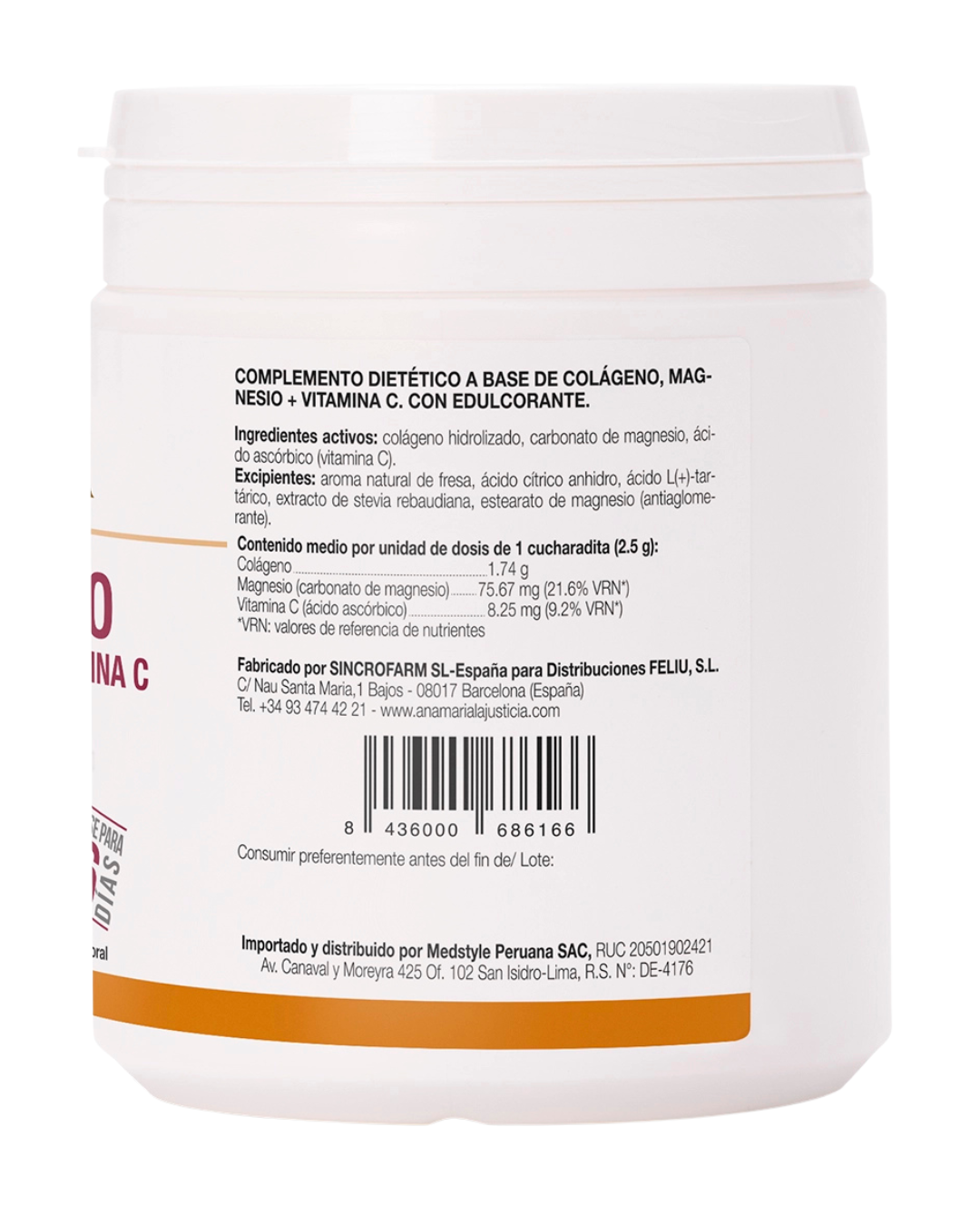 COLÁGENO CON MAGNESIO Y VITAMINA C SABOR FRESA - 2