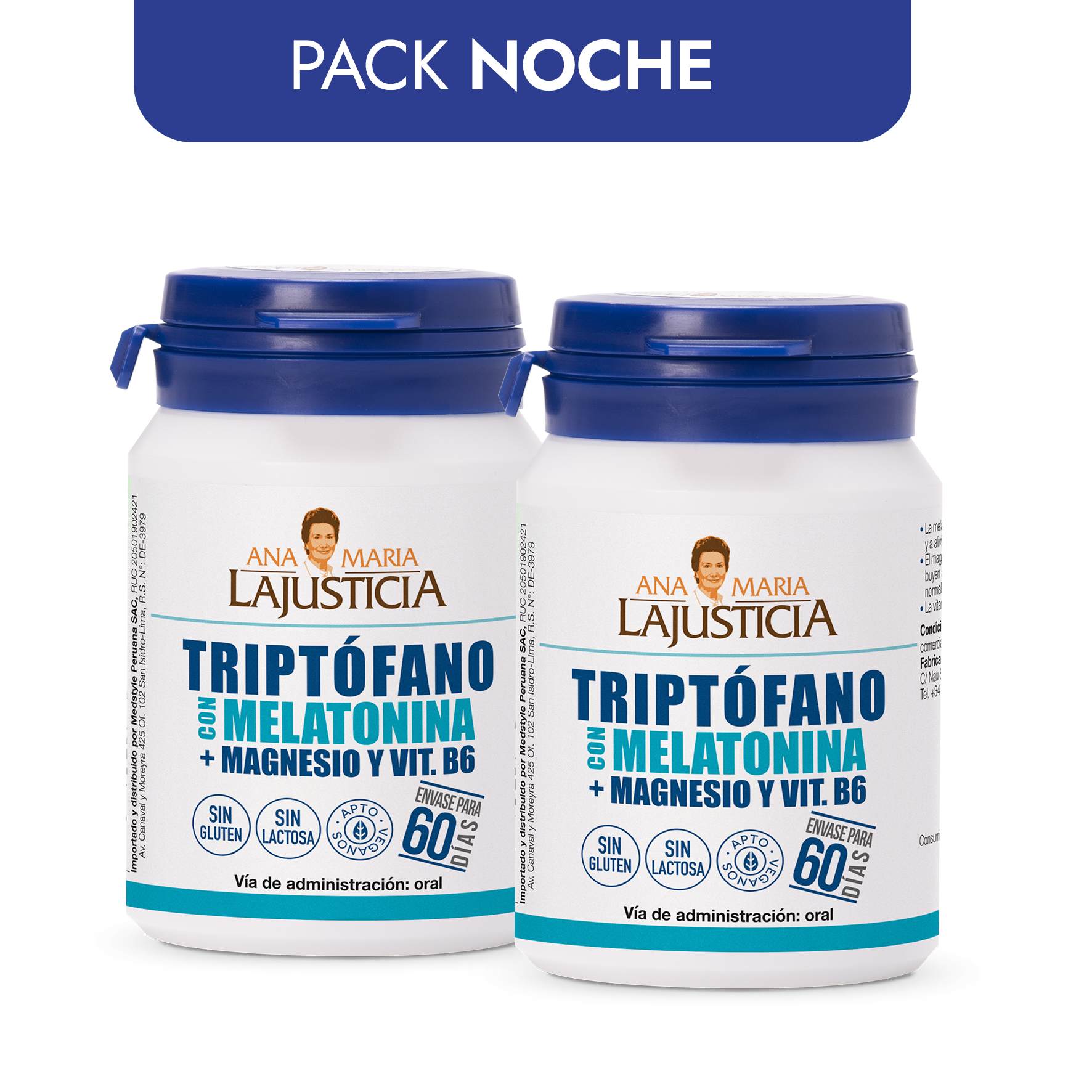 PACK NOCHE 2 TRIPTÓFANO CON MELATONINA + MAGNESIO Y VIT B6 60 COMPRIMIDOS CADA UNO - 1