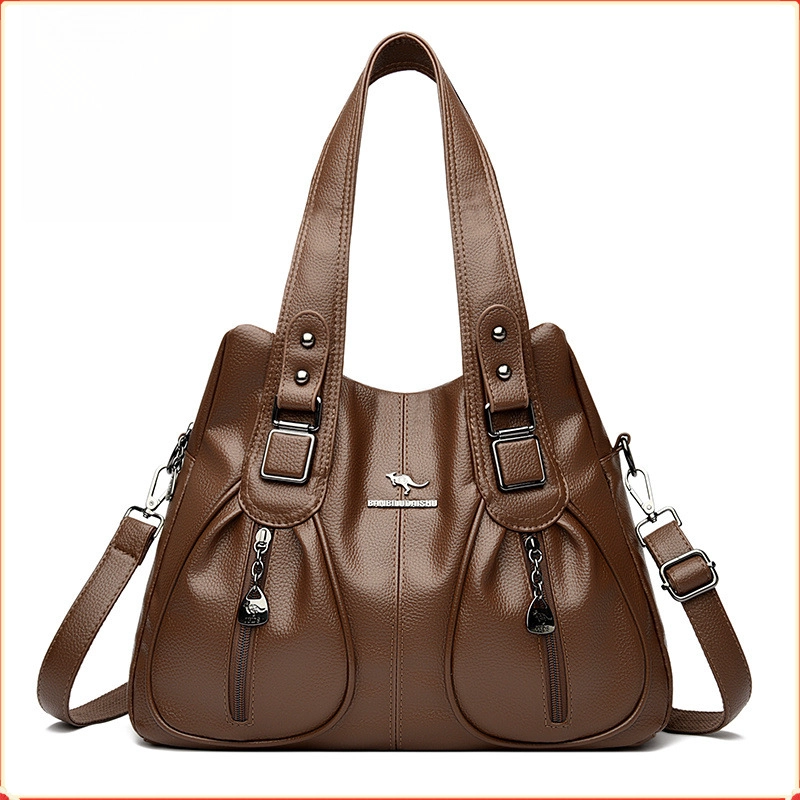 BOLSO DE CUERO MARRON MODA AUSTRALIANA - 1