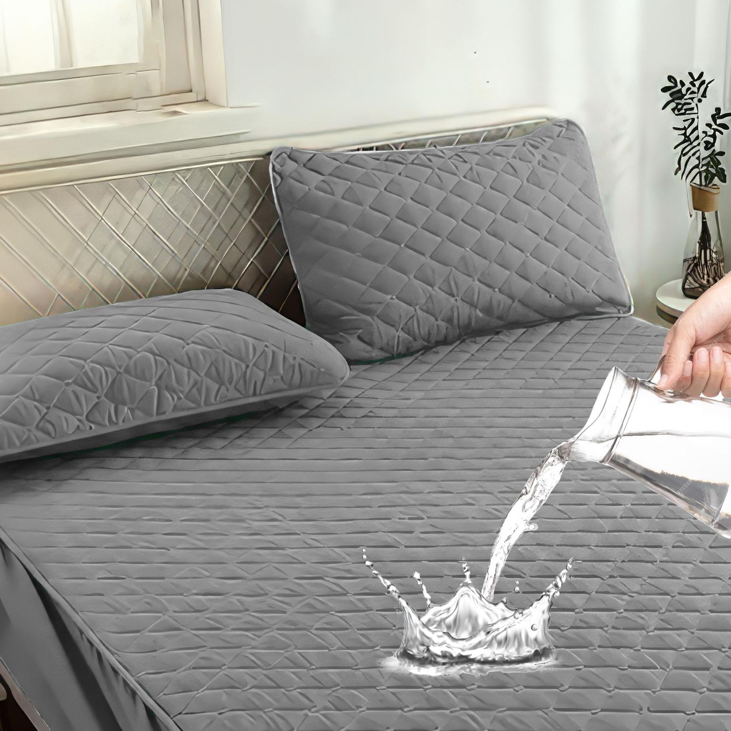 CUBRE COLCHON IMPERMEABLE 2 PLAZAS + FUNDAS OKAERI LISO - 1