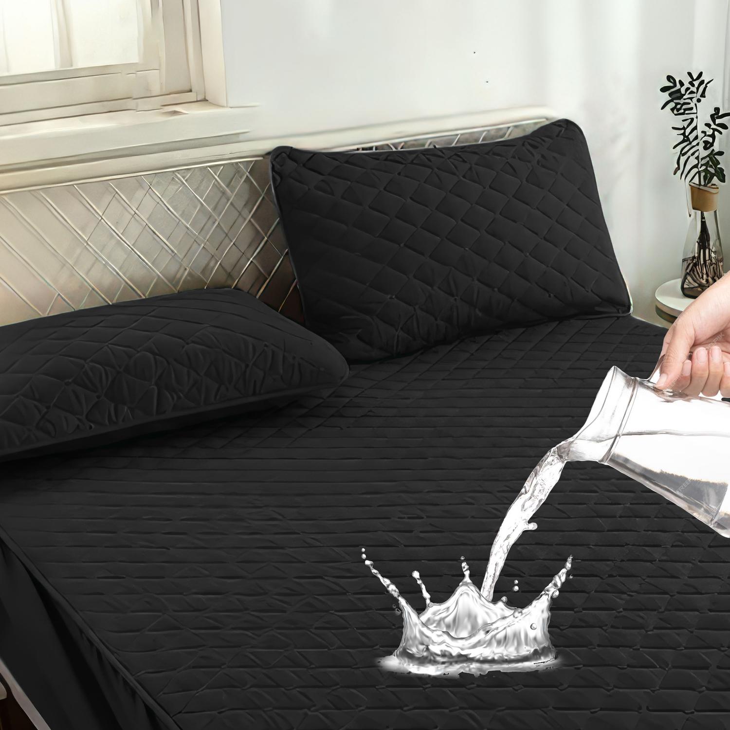CUBRE COLCHON IMPERMEABLE 2 PLAZAS + FUNDAS OKAERI LISO - 1
