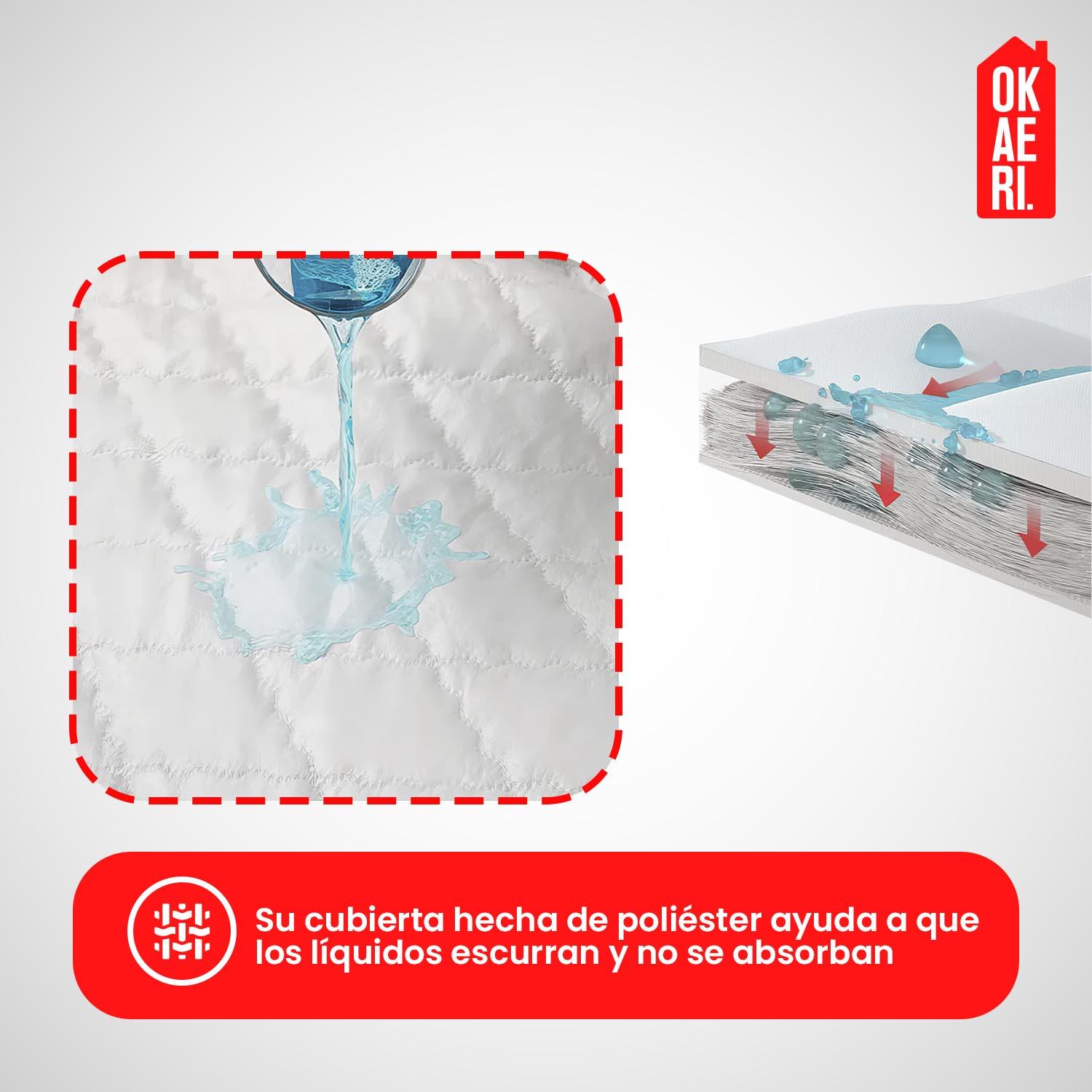 CUBRE COLCHON IMPERMEABLE 2 PLAZAS + FUNDAS OKAERI LISO - 6