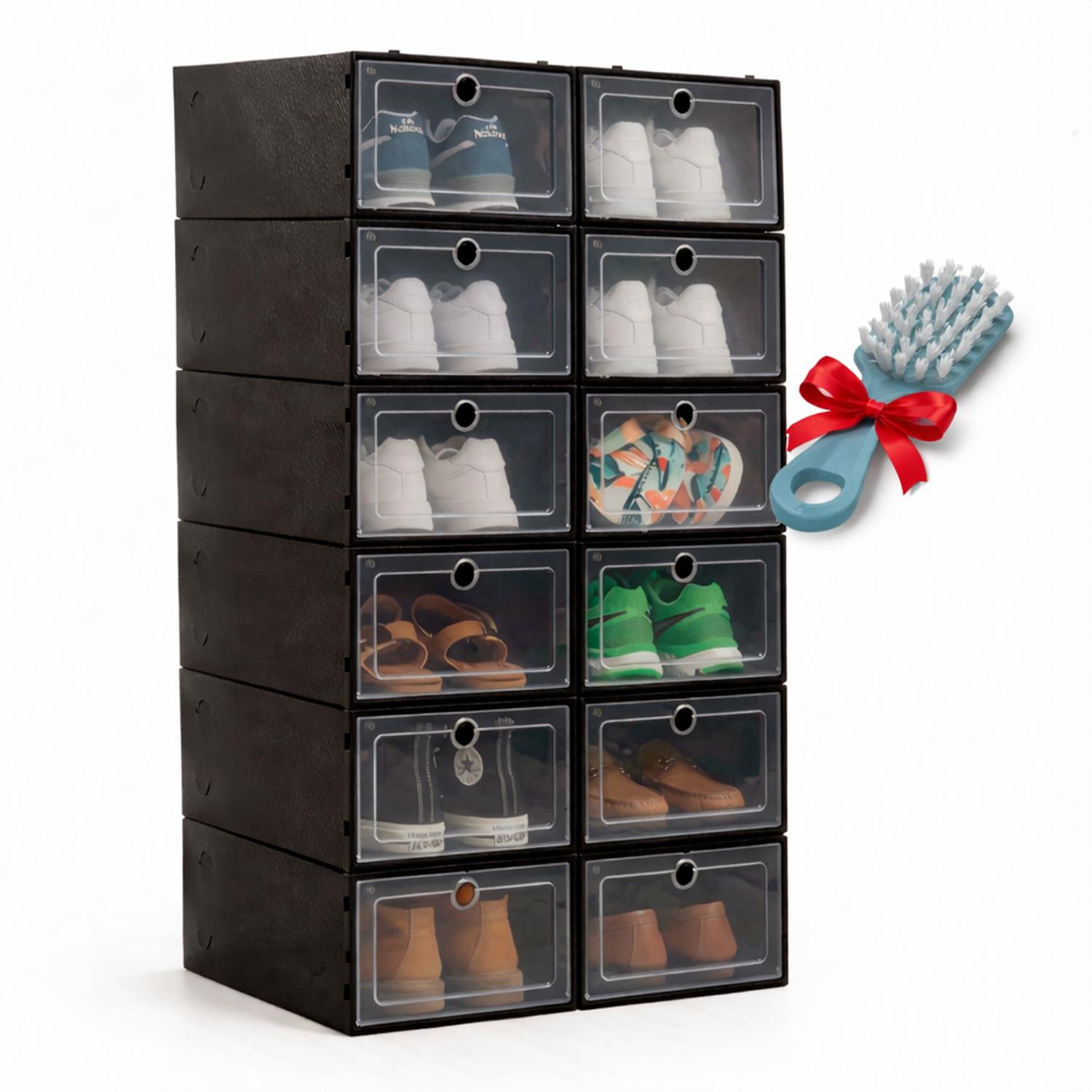 12 CAJAS DE ZAPATOS APILABLES OKAERI ZAPATERO BLANCO - 1