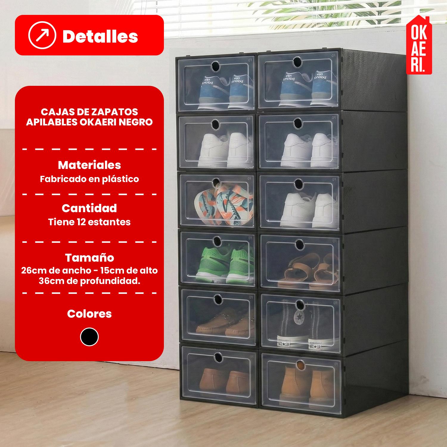 12 CAJAS DE ZAPATOS APILABLES OKAERI ZAPATERO BLANCO - 2
