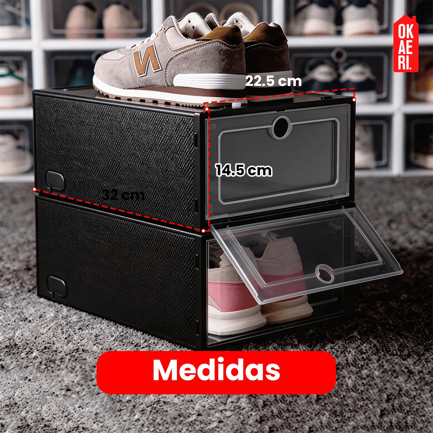 12 CAJAS DE ZAPATOS APILABLES OKAERI ZAPATERO BLANCO - 3