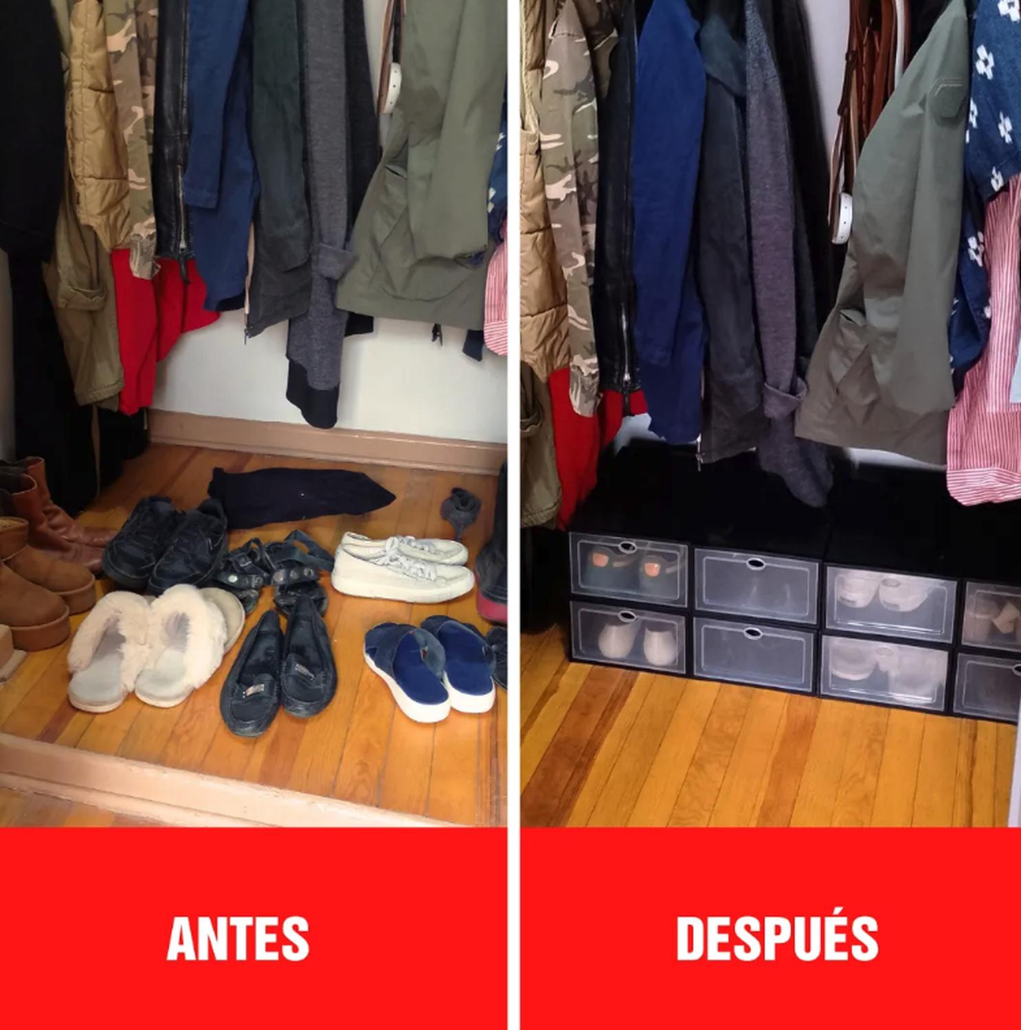 12 CAJAS DE ZAPATOS APILABLES OKAERI ZAPATERO BLANCO - 4
