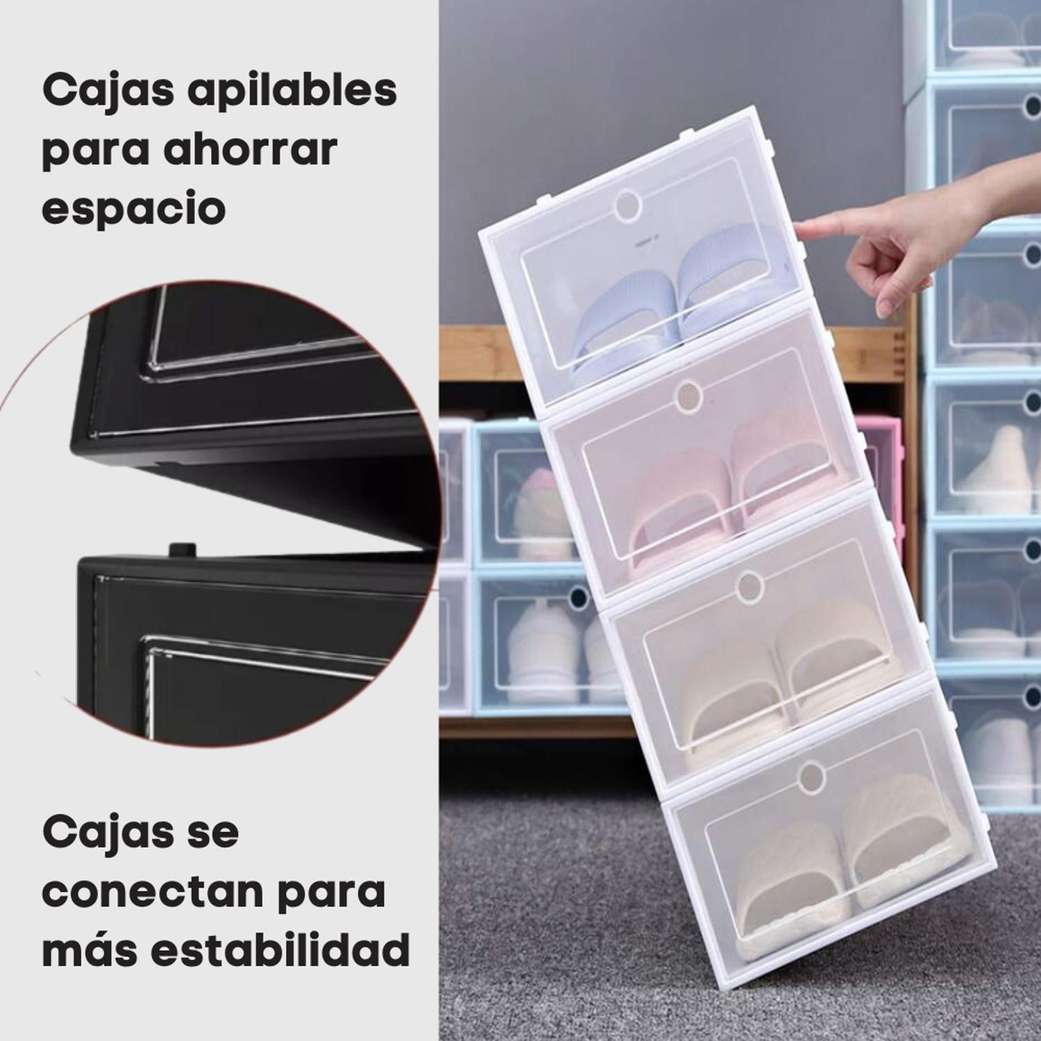 12 CAJAS DE ZAPATOS APILABLES OKAERI ZAPATERO BLANCO - 6